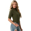 image:imagePrinStory Womens Tops Mock Turtleneck Dressy Casual Business Short Sleeve T Shirts Slim Fit Summer Going Out Tops 202606 Army Green