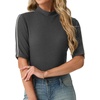 image:imagePrinStory Womens Tops Mock Turtleneck Dressy Casual Business Short Sleeve T Shirts Slim Fit Summer Going Out Tops 202607 Dark Gray