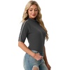 image:imagePrinStory Womens Tops Mock Turtleneck Dressy Casual Business Short Sleeve T Shirts Slim Fit Summer Going Out Tops 202607 Dark Gray