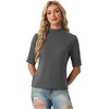 image:imagePrinStory Womens Tops Mock Turtleneck Dressy Casual Business Short Sleeve T Shirts Slim Fit Summer Going Out Tops 202607 Dark Gray