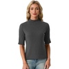 image:imagePrinStory Womens Tops Mock Turtleneck Dressy Casual Business Short Sleeve T Shirts Slim Fit Summer Going Out Tops 202607 Dark Gray
