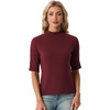 image:imagePrinStory Womens Tops Mock Turtleneck Dressy Casual Business Short Sleeve T Shirts Slim Fit Summer Going Out Tops 202608 Wine Red