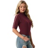 image:imagePrinStory Womens Tops Mock Turtleneck Dressy Casual Business Short Sleeve T Shirts Slim Fit Summer Going Out Tops 202608 Wine Red