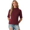image:imagePrinStory Womens Tops Mock Turtleneck Dressy Casual Business Short Sleeve T Shirts Slim Fit Summer Going Out Tops 202608 Wine Red