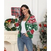 image:imagePrinStory Womens Ugly Christmas Cardigan Sweaters Long Sleeve Button Down Open Front Casual Warm Funny Knit Sweater S2XL02fp Green Elk Snowflake