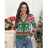 image:imagePrinStory Womens Ugly Christmas Cardigan Sweaters Long Sleeve Button Down Open Front Casual Warm Funny Knit Sweater S2XL02fp Green Elk Snowflake