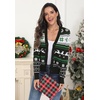 image:imagePrinStory Womens Ugly Christmas Cardigan Sweaters Long Sleeve Button Down Open Front Casual Warm Funny Knit Sweater S2XL04fp Black Wh Green Snow