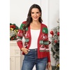image:imagePrinStory Womens Ugly Christmas Cardigan Sweaters Long Sleeve Button Down Open Front Casual Warm Funny Knit Sweater S2XL06fp Red Deer Snowflake