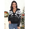 image:imagePrinStory Womens Ugly Christmas Cardigan Sweaters Long Sleeve Button Down Open Front Casual Warm Funny Knit Sweater S2XL08fp Black Snowflake Elk
