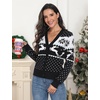 image:imagePrinStory Womens Ugly Christmas Cardigan Sweaters Long Sleeve Button Down Open Front Casual Warm Funny Knit Sweater S2XL08fp Black Snowflake Elk
