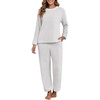 image:imagePrinStory Fluffy Pajamas for Women Winter Soft Fleece Warm Pajama Set Fuzzy Pjs Flannel 2 Piece Lounge Sets with PocketsLight Gray