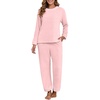 image:imagePrinStory Fluffy Pajamas for Women Winter Soft Fleece Warm Pajama Set Fuzzy Pjs Flannel 2 Piece Lounge Sets with PocketsLight Pink