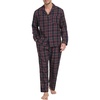 image:imagePrinStory Mens Flannel Pajamas Sets  Soft Cotton Classic Plaid Long Sleeve Pjs Sleepwear Lounge Set with Pockets02navy Blue Red Plaid