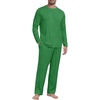 image:imagePrinStory Mens Pajama Set Soft Long Sleeve Shirts and Pants Mens Pjs Loungewear 2025 OutfitsGreen