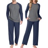 image:imagePrinStory Mens Pajama Sets Loungewear Sleepwear Pjs Lightweight Long Sleeve Shirts and Bottoms Soft Comfy Sleep Sets S4XL0navy Blue