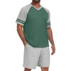 image:imagePrinStory Mens Pajamas Set Short Sleeve Lightweight and Soft Pajama Sets Summer Pjs Sets with PocketsGreen Light Gray