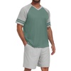 image:imagePrinStory Mens Pajamas Set Short Sleeve Lightweight and Soft Pajama Sets Summer Pjs Sets with PocketsHaze Blue Light Gray