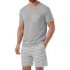 image:imagePrinStory Mens Pajamas Set Short Sleeve Pjs 2 Piece Comfy Pajama Sleepwear Henley Loungewear Sets with PocketsGray Stripe