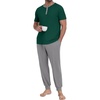 image:imagePrinStory Mens Pajamas Set Short Sleeve Pjs Sets 2 Piece Soft Pajama Henley Neckline Loungewear Sets with PocketsGreen Light Gray