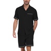 image:imagePrinStory Mens Pajamas Set Short Sleeve Sleepwear Pjs Lightweight TwoPieces Pajama Comfy Loungewear with Pockets S2XLBlack