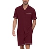 image:imagePrinStory Mens Pajamas Set Short Sleeve Sleepwear Pjs Lightweight TwoPieces Pajama Comfy Loungewear with Pockets S2XLWine Red