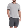 image:imagePrinStory Mens Pajamas Set Short Sleeve Sleepwear Pjs Soft Nightwear 2 Piece Loungewear with Pockets S2XLLight Gray Dark Gray