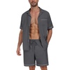 image:imagePrinStory Mens Pajamas Set Sleepwear Pjs Lightweight Short Sleeve Pajama 2 Piece Comfy Loungewear with Pockets S2XLDark Gray