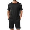 image:imagePrinStory Mens Pajamas Set Summer Pjs Sets for Men 2 Piece Pajamas Sets Soft Lounge Wear with PocketsBlack