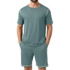 image:imagePrinStory Mens Pajamas Set Summer Pjs Sets for Men 2 Piece Pajamas Sets Soft Lounge Wear with PocketsHaze Blue