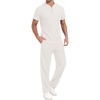 image:imagePrinStory Mens Short Sleeve Outfits Waffle Knit Henley Shirt and Pants Set Casual 2 Pieces Summer Tracksuits with PocketsWhite