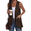 image:imagePrinStory Sleeveless Vest for Women Summer Lightweight Casual Open Front Irregular Hem Cardigans with Pockets S3XLCoffee