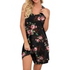 image:imagePrinStory Women Sleeveless Nightgowns Racerback Sleepdress Cotton Sleepwear for WomenA08 Fp Rose Black