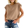 image:imagePrinStory Womens Cap Sleeve Tops Summer Casual Crew Neck Loose Fit Knit Lightweight Sweater Pullover Top