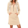 image:imagePrinStory Womens Casual Dresses  Fall Winter Long Sleeve Half Zip V Neck Pullover Tunic Sweatshirt Dress with Pockets S2XL02beige