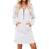 image:imagePrinStory Womens Casual Dresses  Fall Winter Long Sleeve Half Zip V Neck Pullover Tunic Sweatshirt Dress with Pockets S2XL03white