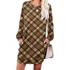 image:imagePrinStory Womens Casual Sweater Dresses Fall Winter Crewneck Loose Fit Pullover Tunic Dress with Side Pockets for Work S4XLA64caramel Diamond