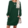 image:imagePrinStory Womens Casual Sweater Dresses Fall Winter Crewneck Loose Fit Pullover Tunic Dress with Side Pockets for Work S4XLDark Green