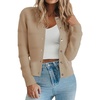 image:imagePrinStory Womens Long Sleeve Crew Neck Cardigan Classic Retro Button Open Front Casual Knit Shrugs Sweaters S2XL02khaki