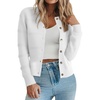 image:imagePrinStory Womens Long Sleeve Crew Neck Cardigan Classic Retro Button Open Front Casual Knit Shrugs Sweaters S2XL03white