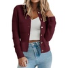 image:imagePrinStory Womens Long Sleeve Crew Neck Cardigan Classic Retro Button Open Front Casual Knit Shrugs Sweaters S2XL04wine Red