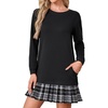image:imagePrinStory Womens Long Sleeve Dress Knitted Crewneck Tunic with Pockets Fall and Winter Casual Fashion SweatshirtBlack