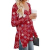 image:imagePrinStory Womens Long Sleeve Shirt Fall Tops Casual V Neck Side Split Shirt With Side ZipperFp Snowflake Red