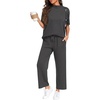 image:imagePrinStory Womens Lounge Set Summer 2 Piece Outfits Pullover Top and Wide Leg Pants Matching Sets 2026Dark Gray