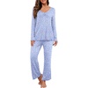 image:imagePrinStory Womens Pajama Set Long Sleeve Sleepwear Ladies Lounge Set Soft Pjs Loungewear 2026Fpspot Blue
