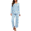 image:imagePrinStory Womens Pajama Set Long Sleeve Sleepwear Ladies Soft Pjs Lounge Set 2026Jasmine Blue