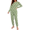 image:imagePrinStory Womens Pajama Set Long Sleeve Sleepwear Nightwear Soft Pjs Lounge Sets With PocketsFplight Green Wh Star