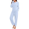 image:imagePrinStory Womens Pajama Sets Long Sleeve Pajamas Soft Pjs Sets for Women 2 Piece Lounge Set Loungewear with PocketsAzure