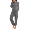image:imagePrinStory Womens Pajama Sets Long Sleeve Pajamas Soft Pjs Sets for Women 2 Piece Lounge Set Loungewear with PocketsDark Gray