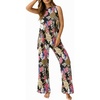 image:imagePrinStory Womens Pajamas Sets 2 Piece Soft Pjs for Women Sleeveless Pajama Set Summer Loungewear with PocketsFpbig Leaf Pink