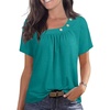 image:imagePrinStory Womens Short Sleeve Tops Summer Fashion Irregular Neck Knitted Tunic Tops Casual Loose Pullover ShirtsBlue Green